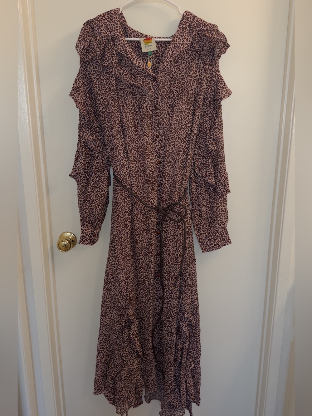 FARM Rio Brown Leopard Ruffle Maxi Dress - Picture 4 of 7